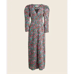 J. Crew Drapey Puff Sleeve Dress In Ratti Red Blooms Collection Dress Size 2 EUC