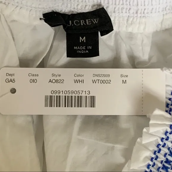 J. Crew Eyelet Midi Skirt White w Blue Trim Sz M