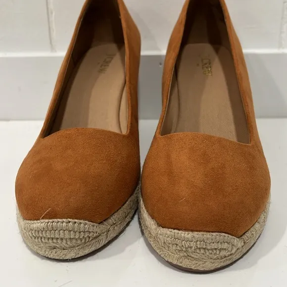 J. Crew factory Espadrille Wedges Shoes in Pale Clay Brown Suede Size 9 NWOT