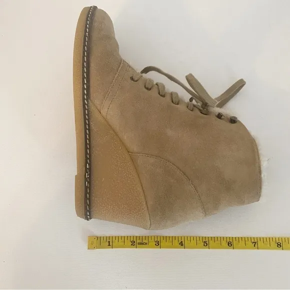 J. Crew MacAlister Wedge Suede Shearling Ankle Boots - 7