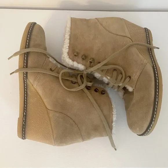 J. Crew MacAlister Wedge Suede Shearling Ankle Boots - 7