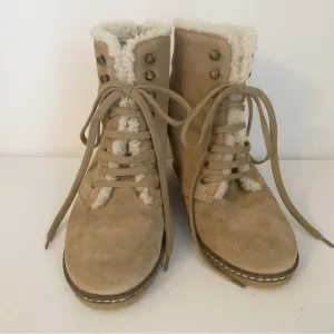 J. Crew MacAlister Wedge Suede Shearling Ankle Boots - 7