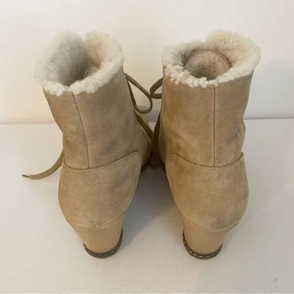 J. Crew MacAlister Wedge Suede Shearling Ankle Boots - 7