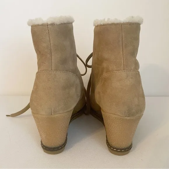 J. Crew MacAlister Wedge Suede Shearling Ankle Boots - 7