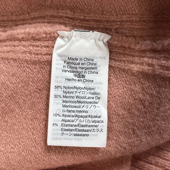 J. Crew Womens Cozy Yarn Turtleneck Sweater Dress Size L Pink Merino Wool Alpaca