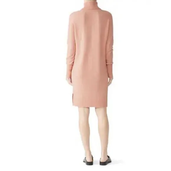J. Crew Womens Cozy Yarn Turtleneck Sweater Dress Size L Pink Merino Wool Alpaca