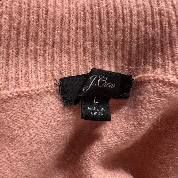 J. Crew Womens Cozy Yarn Turtleneck Sweater Dress Size L Pink Merino Wool Alpaca
