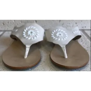Jack Rogers Cream Slip On Leather Sandals Size 7