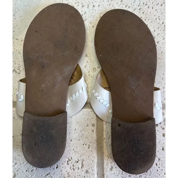 Jack Rogers Cream Slip On Leather Sandals Size 7