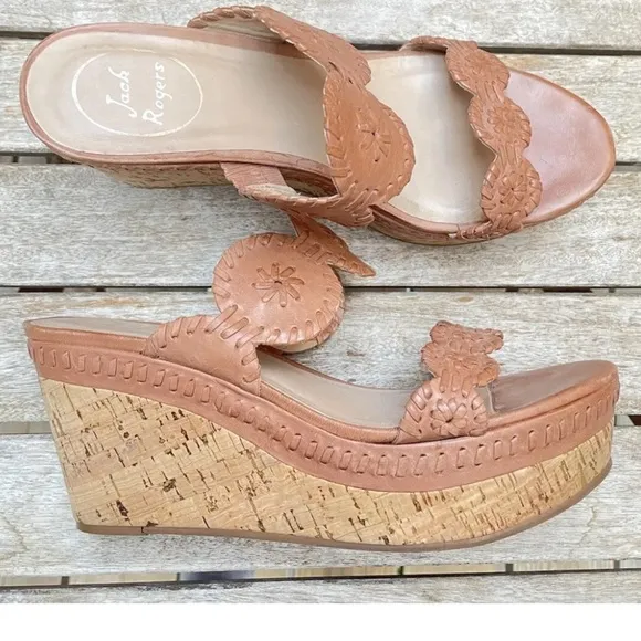 Jack Rogers Lauren Mid Cork Wedge Slip on Sandals