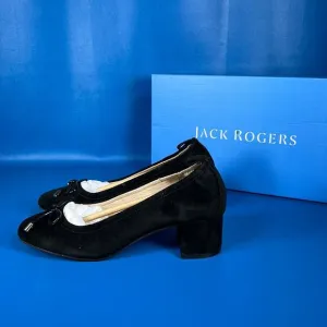 Jack Rogers Women's Miranda Elastic Mid Heel - Black Suede - 5.5 - New in box