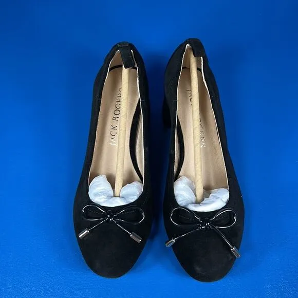 Jack Rogers Women's Miranda Elastic Mid Heel - Black Suede - 5.5 - New in box