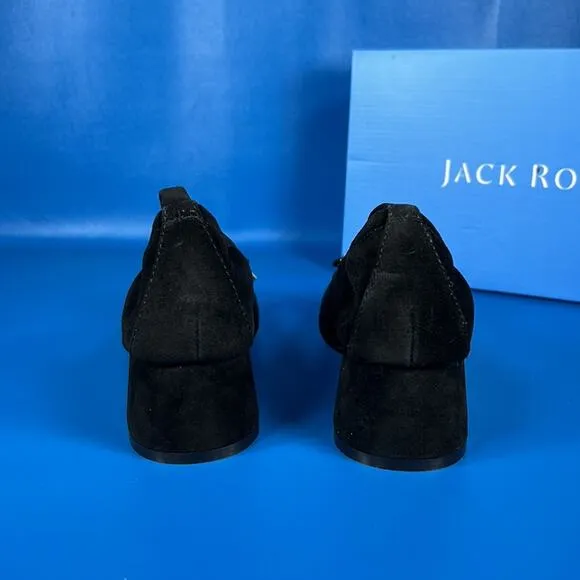 Jack Rogers Women's Miranda Elastic Mid Heel - Black Suede - 5.5 - New in box