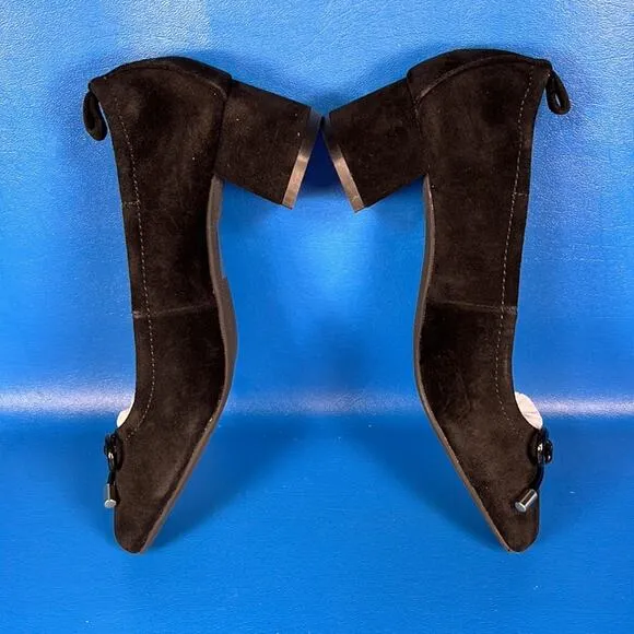 Jack Rogers Women's Miranda Elastic Mid Heel - Black Suede - 5.5 - New in box