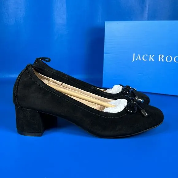 Jack Rogers Women's Miranda Elastic Mid Heel - Black Suede - 5.5 - New in box