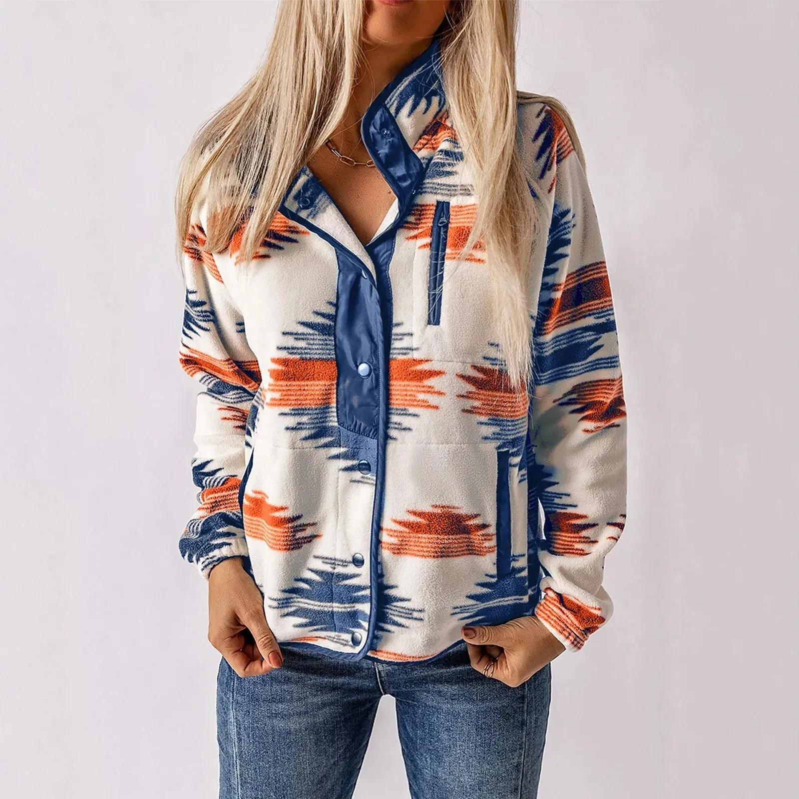Jackets For Women Trendy Plus Size Women Autumn And Winter Casual Jacket Ethnic Style Printed Color Block бомбер женский