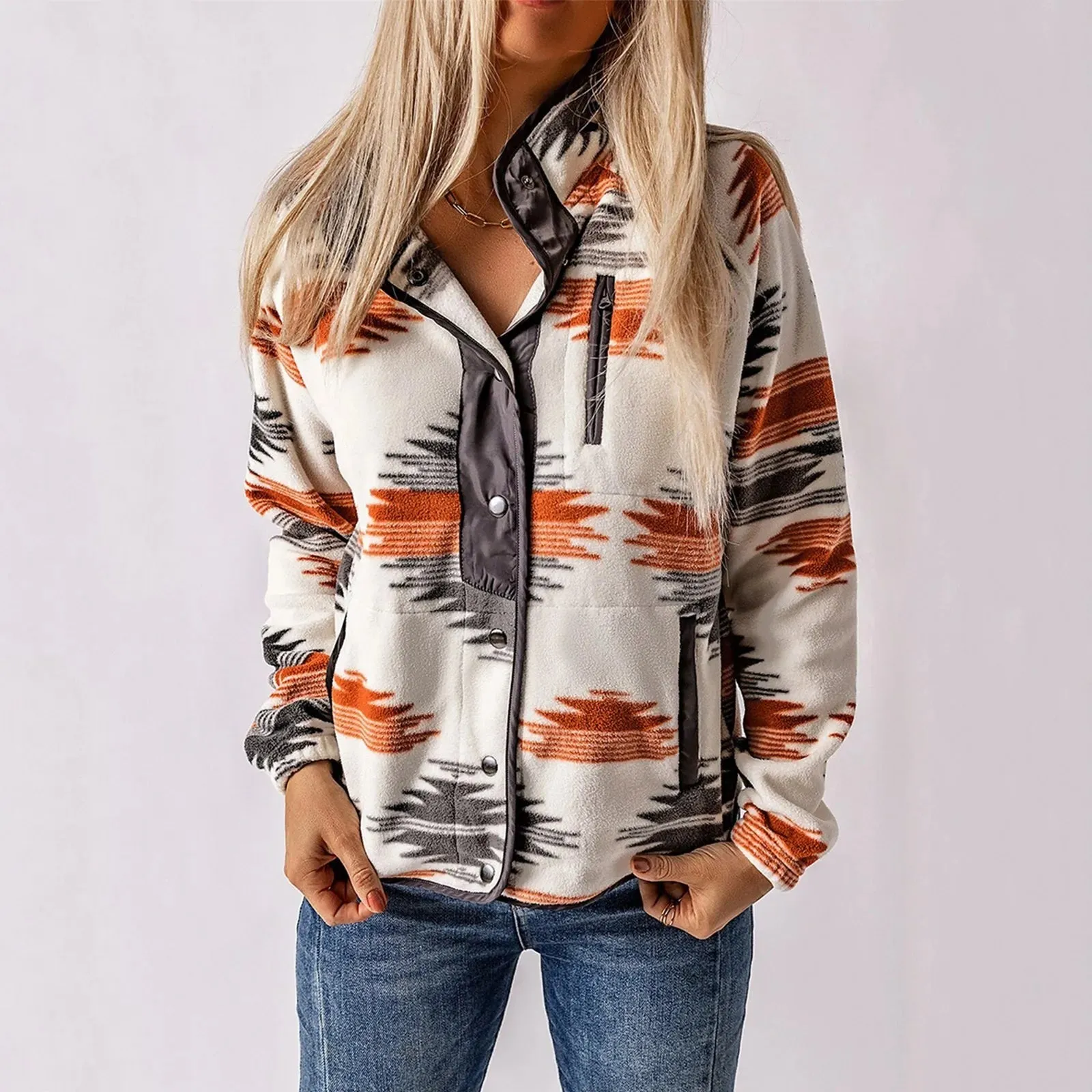 Jackets For Women Trendy Plus Size Women Autumn And Winter Casual Jacket Ethnic Style Printed Color Block бомбер женский