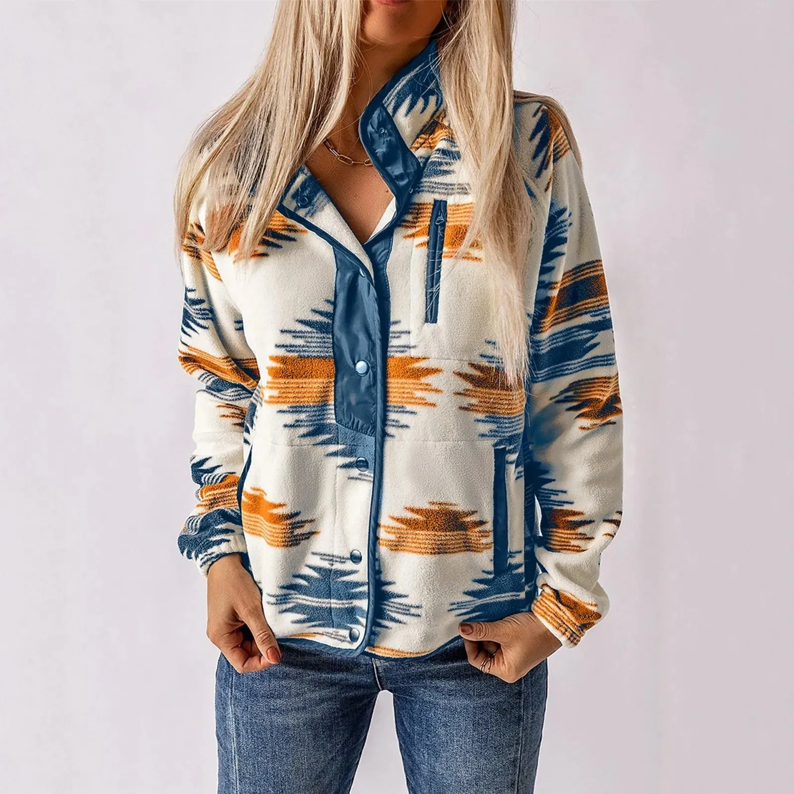 Jackets For Women Trendy Plus Size Women Autumn And Winter Casual Jacket Ethnic Style Printed Color Block бомбер женский