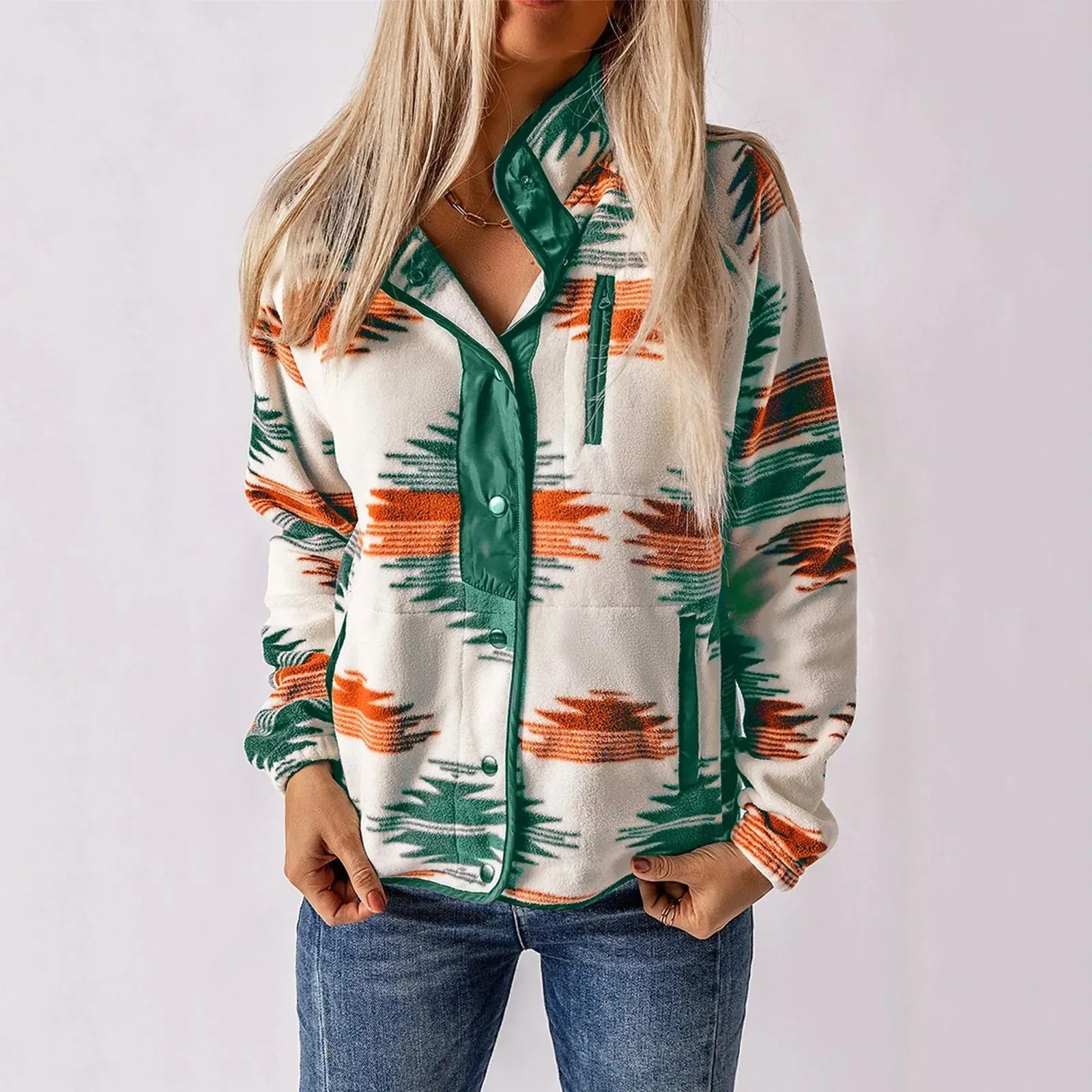 Jackets For Women Trendy Plus Size Women Autumn And Winter Casual Jacket Ethnic Style Printed Color Block бомбер женский