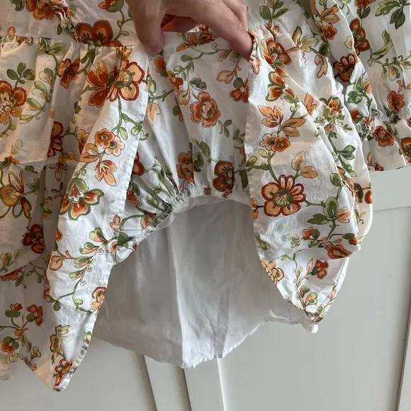 Janie and Jack Jet Ivory Floral Tiered Ruffle Dress Size 8