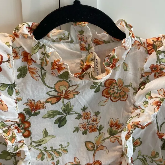 Janie and Jack Jet Ivory Floral Tiered Ruffle Dress Size 8