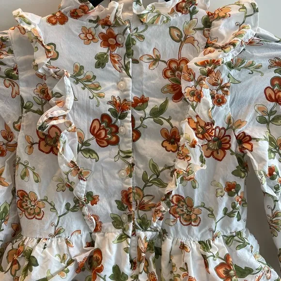 Janie and Jack Jet Ivory Floral Tiered Ruffle Dress Size 8