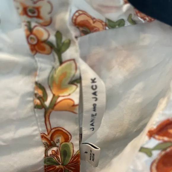 Janie and Jack Jet Ivory Floral Tiered Ruffle Dress Size 8