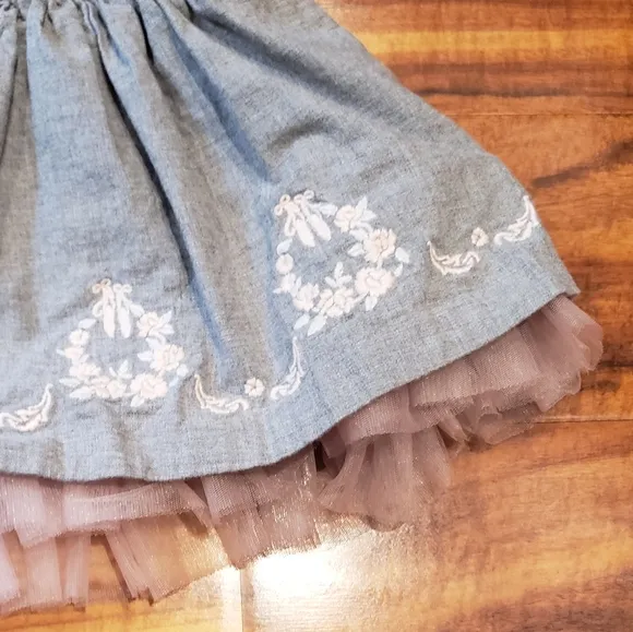 Janie and Jack NWT/EUC pink pintuck collared blouse and ballet embroidered skirt