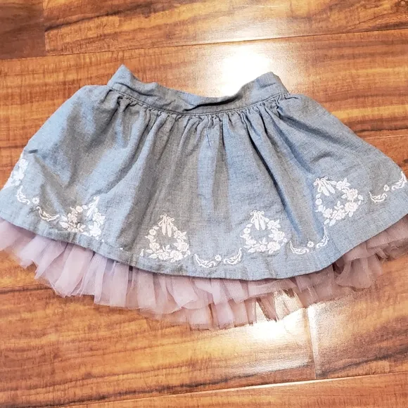 Janie and Jack NWT/EUC pink pintuck collared blouse and ballet embroidered skirt