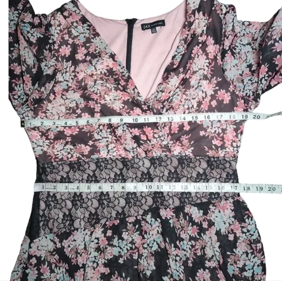 Jax Black Label Pink And Black Lace Tiered Cocktail Dress Size 14
