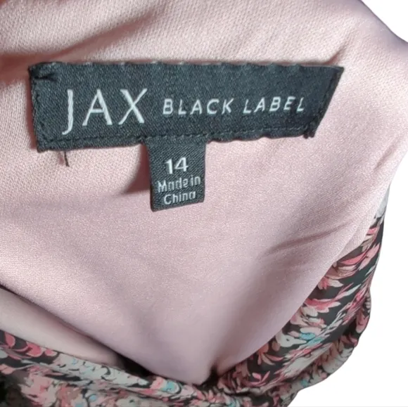 Jax Black Label Pink And Black Lace Tiered Cocktail Dress Size 14