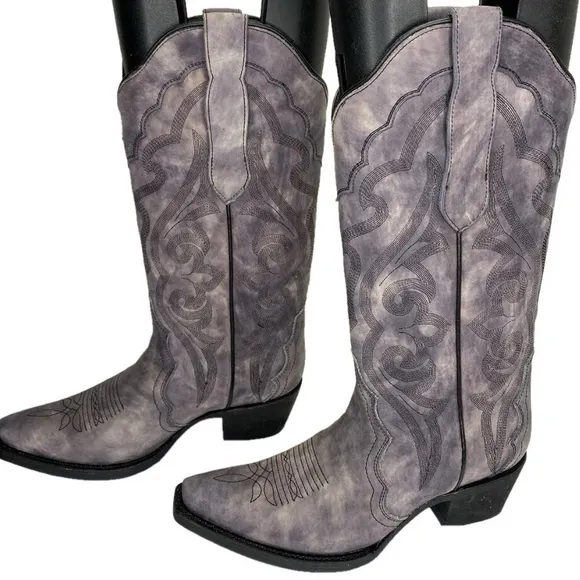 J.B. Dillon Women's Cowgirl Boots – Faded Purple – Size 7 – Snip Toe –