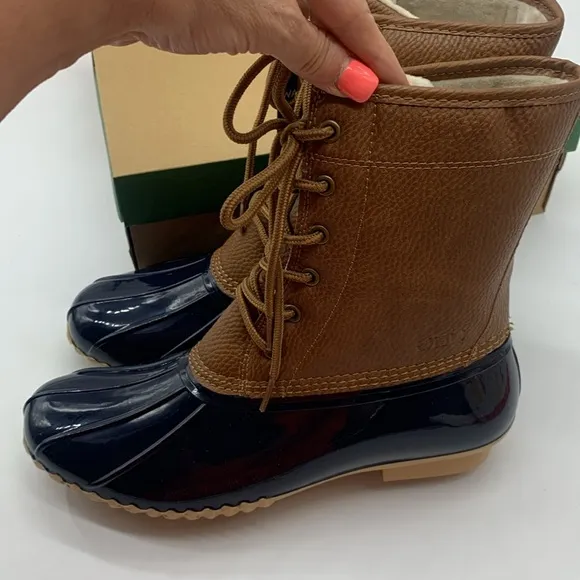 JBU Jambu NWT Navy Blue Tan Maplewood Waterproof Duck Boots