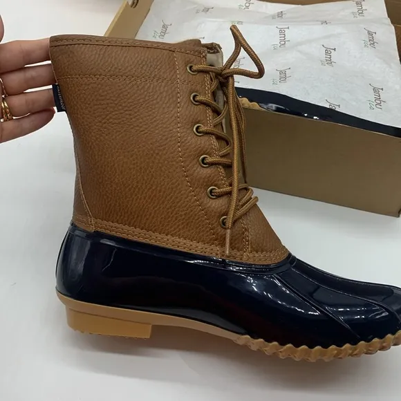 JBU Jambu NWT Navy Blue Tan Maplewood Waterproof Duck Boots