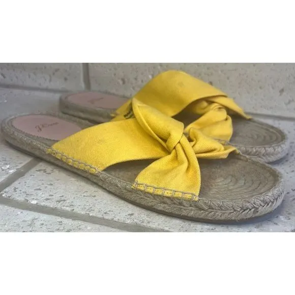 J.Crew Canvas Twisted Knot Espadrille Slip On Sandals Yellow Size 11 Style AN887