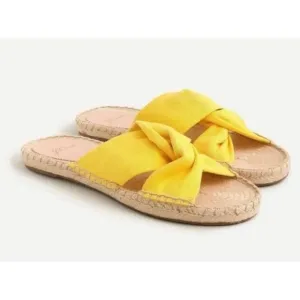 J.Crew Canvas Twisted Knot Espadrille Slip On Sandals Yellow Size 11 Style AN887