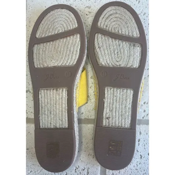 J.Crew Canvas Twisted Knot Espadrille Slip On Sandals Yellow Size 11 Style AN887