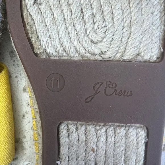 J.Crew Canvas Twisted Knot Espadrille Slip On Sandals Yellow Size 11 Style AN887