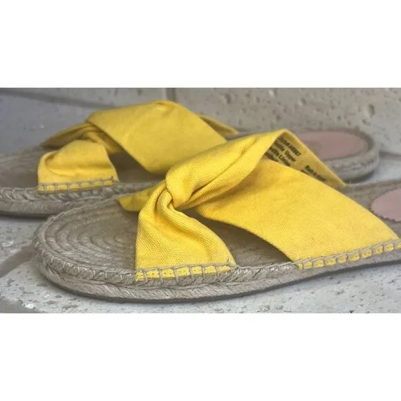 J.Crew Canvas Twisted Knot Espadrille Slip On Sandals Yellow Size 11 Style AN887