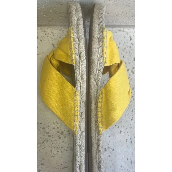 J.Crew Canvas Twisted Knot Espadrille Slip On Sandals Yellow Size 11 Style AN887