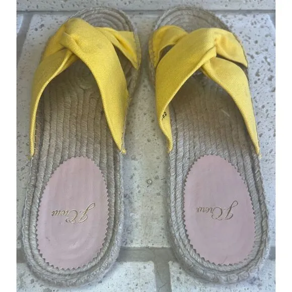 J.Crew Canvas Twisted Knot Espadrille Slip On Sandals Yellow Size 11 Style AN887