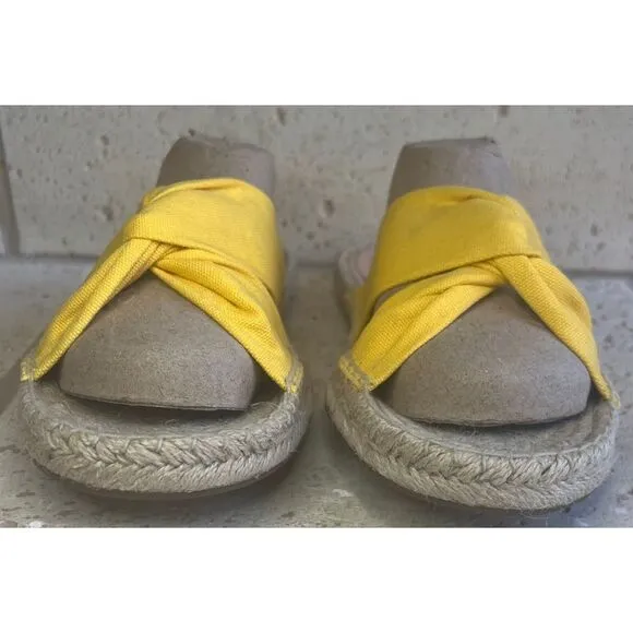 J.Crew Canvas Twisted Knot Espadrille Slip On Sandals Yellow Size 11 Style AN887