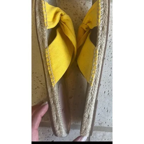 J.Crew Canvas Twisted Knot Espadrille Slip On Sandals Yellow Size 11 Style AN887