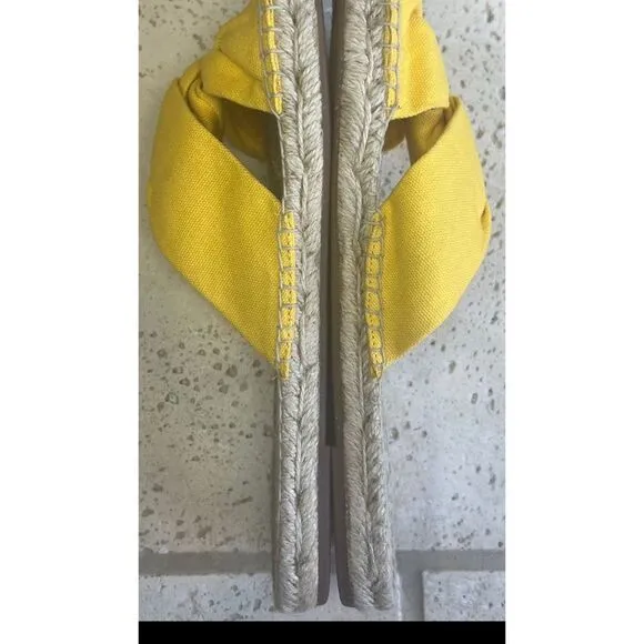 J.Crew Canvas Twisted Knot Espadrille Slip On Sandals Yellow Size 11 Style AN887