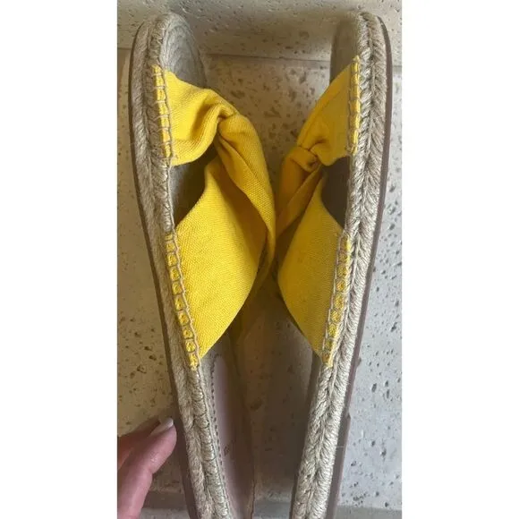 J.Crew Canvas Twisted Knot Espadrille Slip On Sandals Yellow Size 11 Style AN887