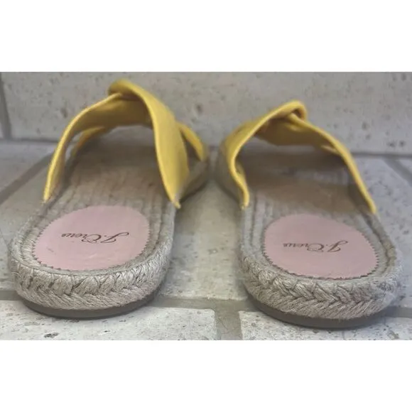 J.Crew Canvas Twisted Knot Espadrille Slip On Sandals Yellow Size 11 Style AN887