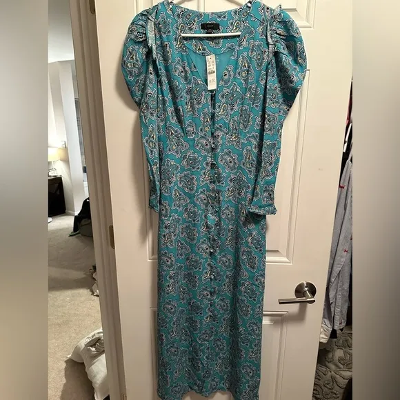 J.Crew Drapey Puff Sleeve Dress in Paisley Bunch 00 NWT