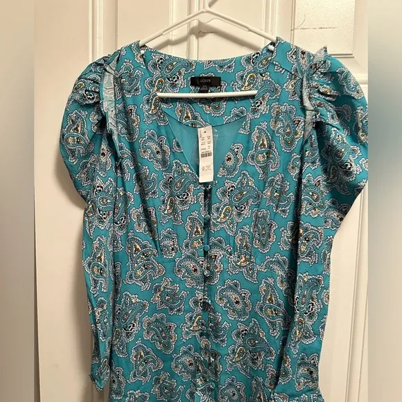 J.Crew Drapey Puff Sleeve Dress in Paisley Bunch 00 NWT