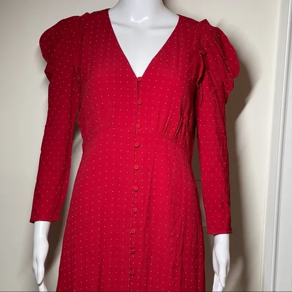 J.Crew Drapey puff-sleeve dress in pin dot