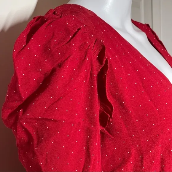 J.Crew Drapey puff-sleeve dress in pin dot